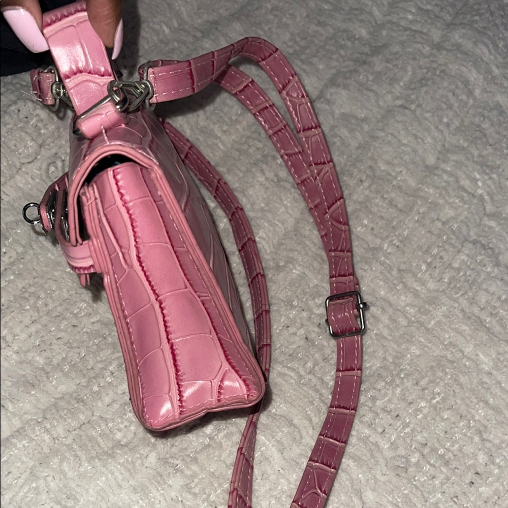 Pink Croc-Embossed Mini Bag - Picture 2 of 3